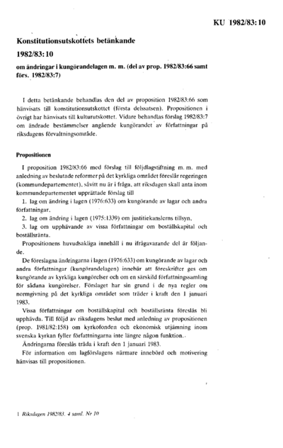 Omslaget till bet. 1982/83:KU10