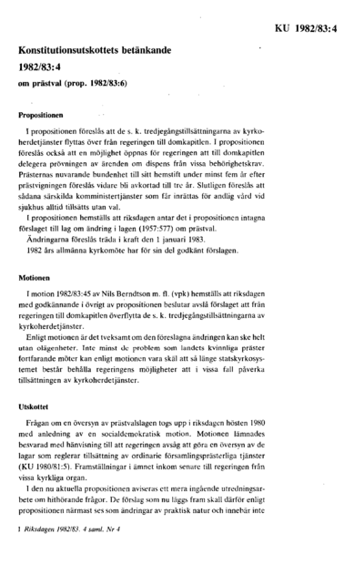 Omslaget till bet. 1982/83:KU4