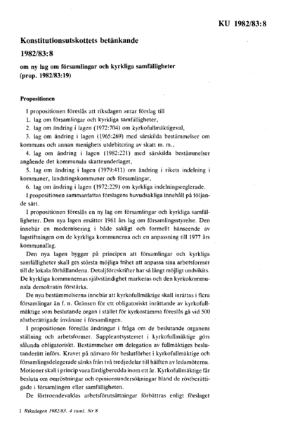Omslaget till bet. 1982/83:KU8