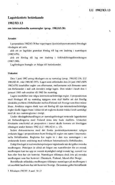 Omslaget till bet. 1982/83:LU13
