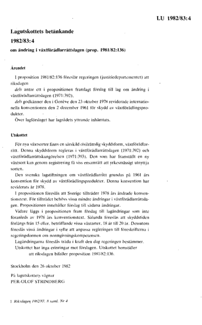 Omslaget till bet. 1982/83:LU4