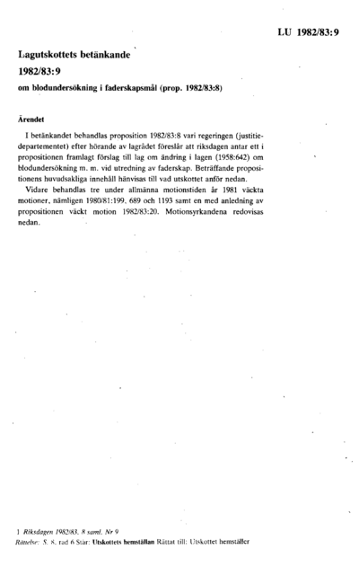 Omslaget till bet. 1982/83:LU9