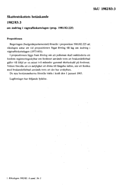 Omslaget till bet. 1982/83:SkU3