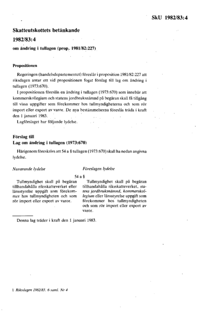 Omslaget till bet. 1982/83:SkU4