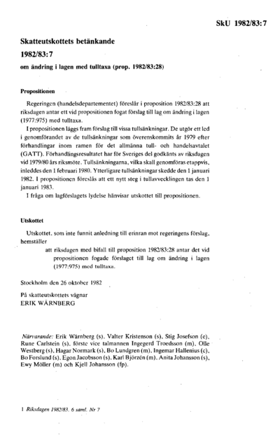 Omslaget till bet. 1982/83:SkU7