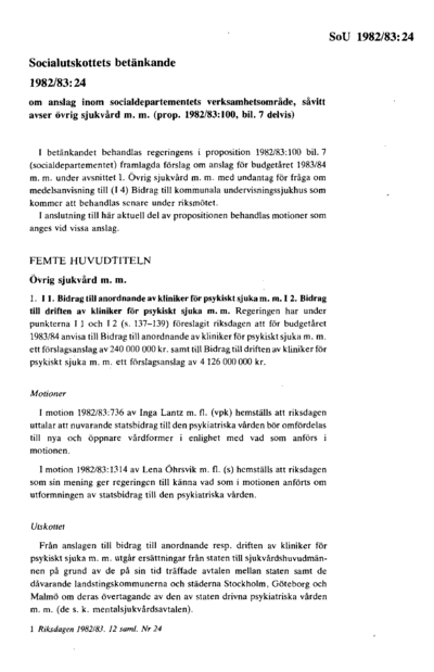 Omslaget till bet. 1982/83:SoU24