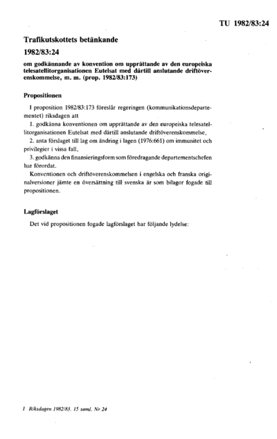 Omslaget till bet. 1982/83:TU24