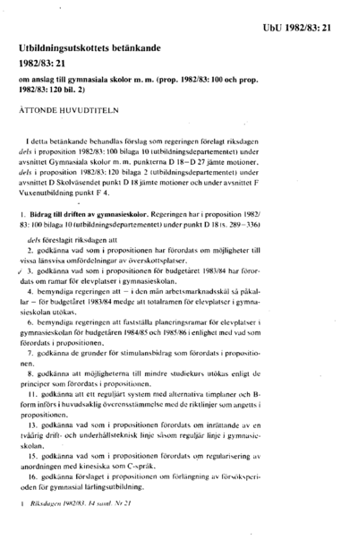 Omslaget till bet. 1982/83:UbU21