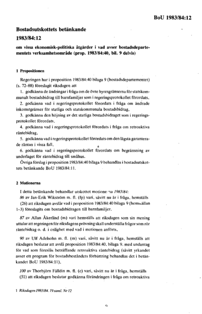 Omslaget till bet. 1983/84:BoU12