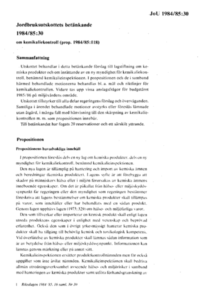 Omslaget till bet. 1984/85:JoU30