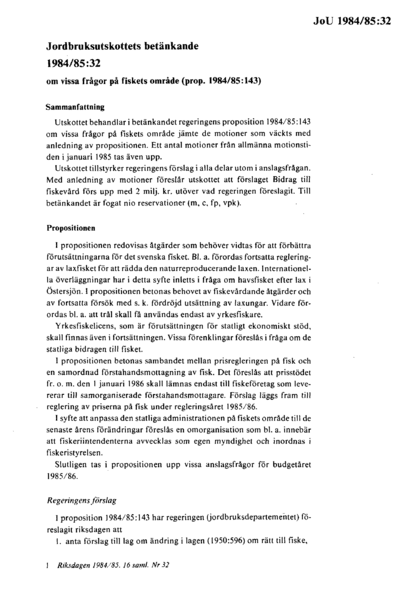 Omslaget till bet. 1984/85:JoU32