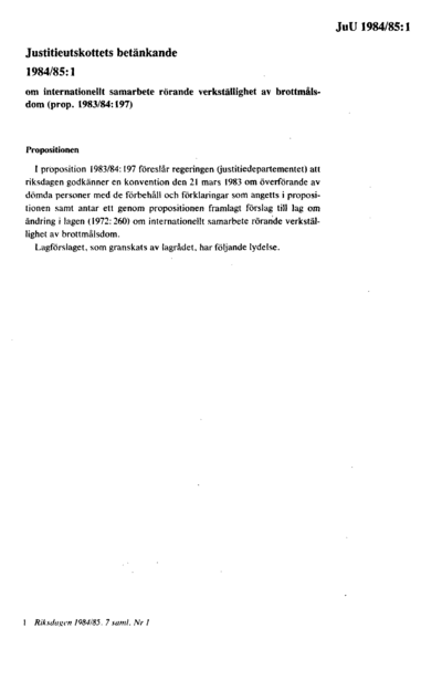 Omslaget till bet. 1984/85:JuU1