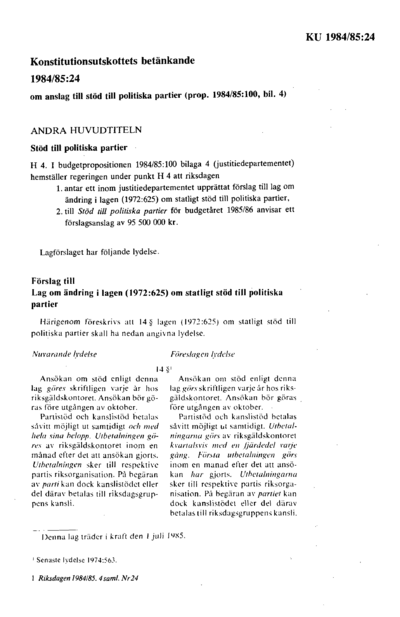 Omslaget till bet. 1984/85:KU24