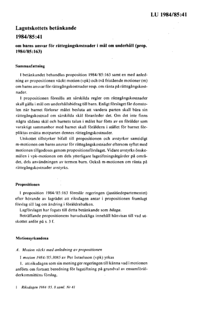 Omslaget till bet. 1984/85:LU41