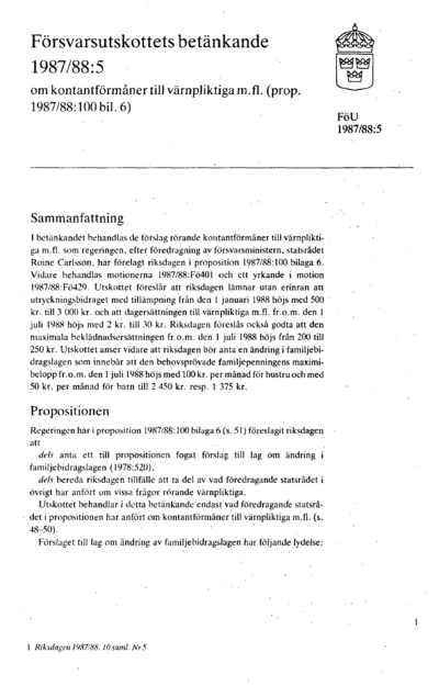 Omslaget till bet. 1987/88:FöU5