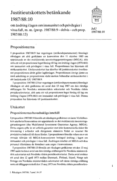 Omslaget till bet. 1987/88:JuU10