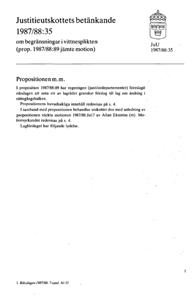 Omslaget till bet. 1987/88:JuU35
