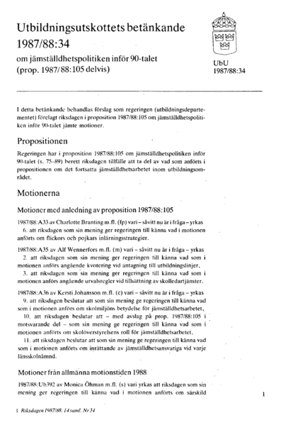Omslaget till bet. 1987/88:UbU34