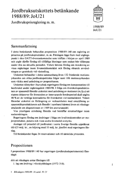 Omslaget till bet. 1988/89:JoU21