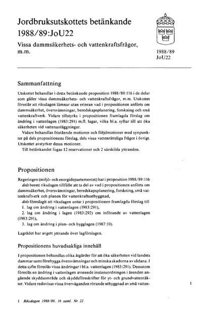 Omslaget till bet. 1988/89:JoU22