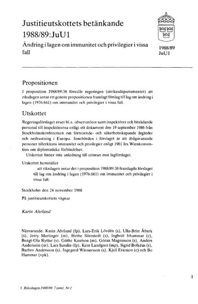 Omslaget till bet. 1988/89:JuU1