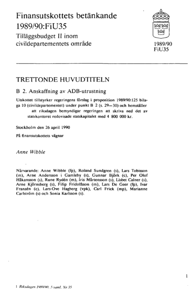 Omslaget till bet. 1989/90:FiU35