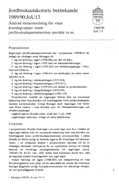 Omslaget till bet. 1989/90:JoU13
