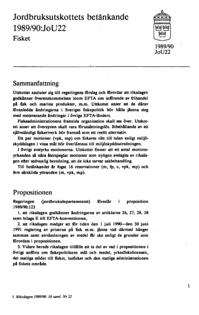 Omslaget till bet. 1989/90:JoU22