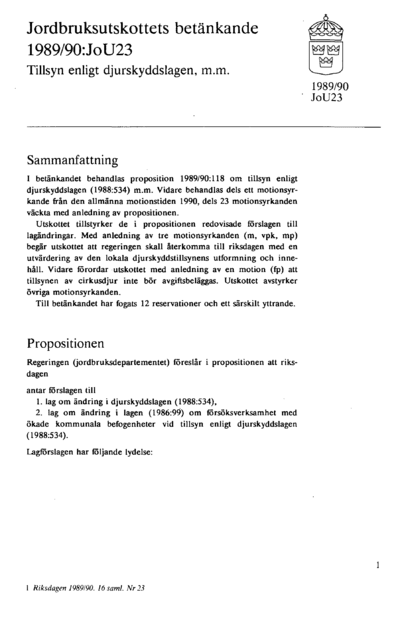 Omslaget till bet. 1989/90:JoU23