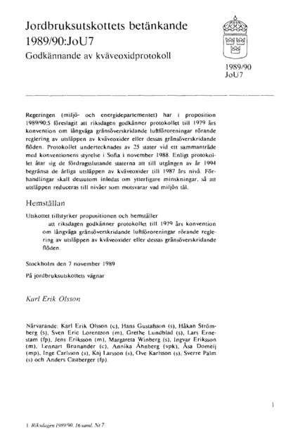 Omslaget till bet. 1989/90:JoU7