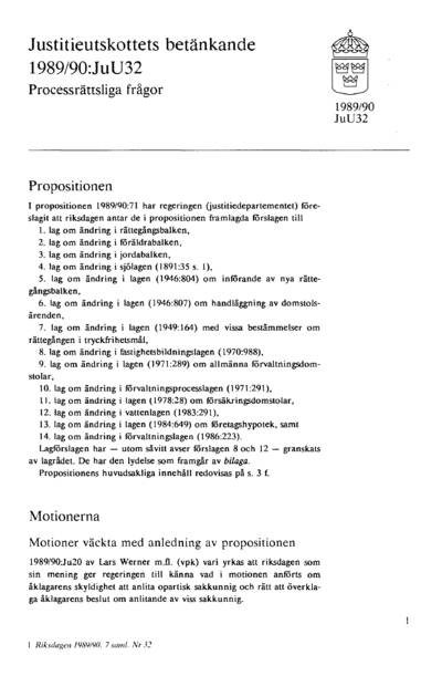 Omslaget till bet. 1989/90:JuU32