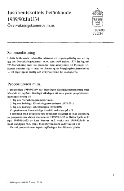 Omslaget till bet. 1989/90:JuU34
