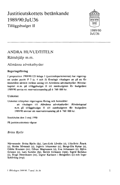 Omslaget till bet. 1989/90:JuU36