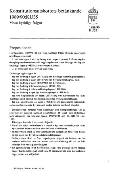 Omslaget till bet. 1989/90:KU35