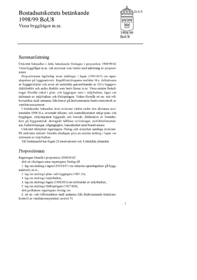 Omslaget till bet. 1998/99:BoU8