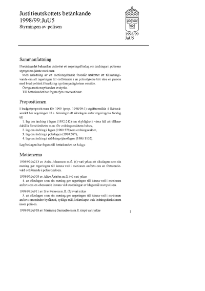 Omslaget till bet. 1998/99:JuU5