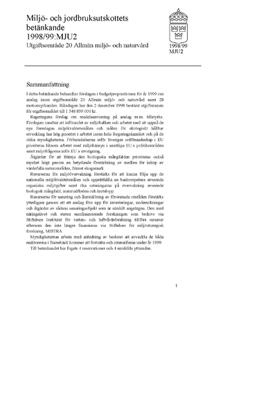 Omslaget till bet. 1998/99:MJU2