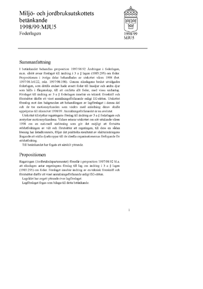 Omslaget till bet. 1998/99:MJU5