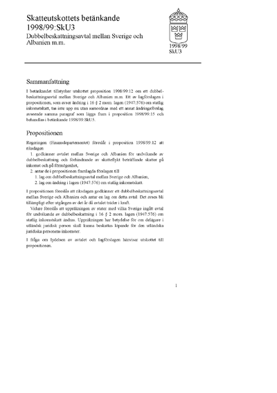 Omslaget till bet. 1998/99:SkU3