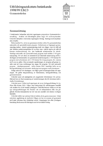 Omslaget till bet. 1998/99:UbU3