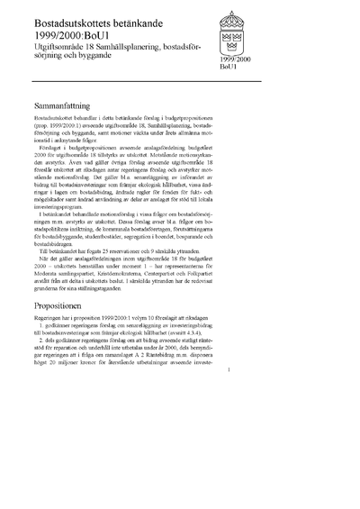 Omslaget till bet. 1999/2000:BoU1