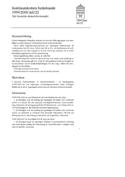 Omslaget till bet. 1999/2000:JuU22