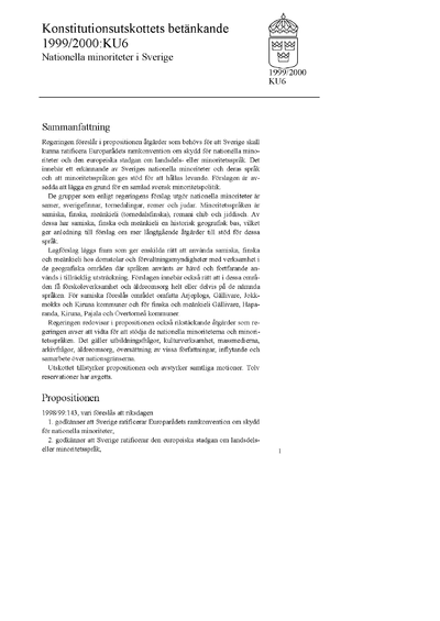 Omslaget till bet. 1999/2000:KU6
