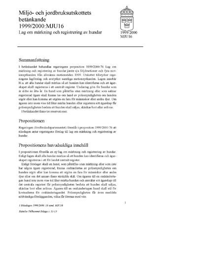 Omslaget till bet. 1999/2000:MJU16