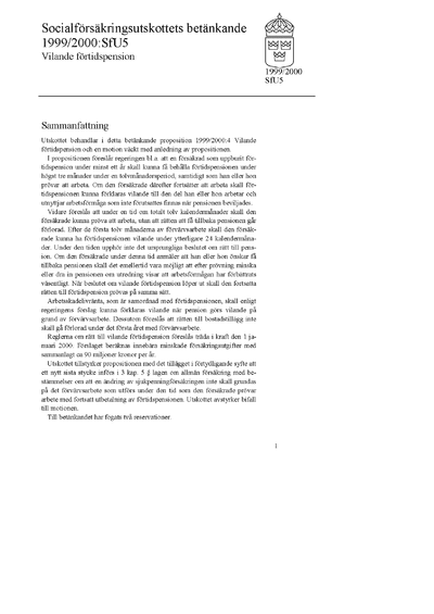 Omslaget till bet. 1999/2000:SfU5