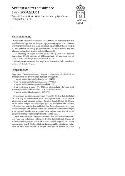 Omslaget till bet. 1999/2000:SkU21
