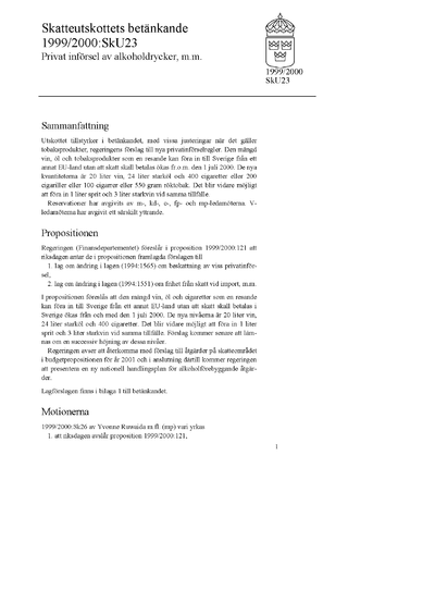 Omslaget till bet. 1999/2000:SkU23