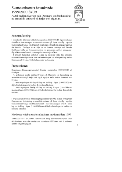 Omslaget till bet. 1999/2000:SkU9