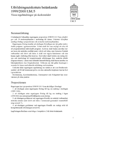 Omslaget till bet. 1999/2000:UbU5