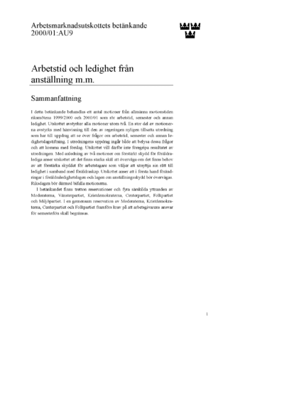 Omslaget till bet. 2000/01:AU9